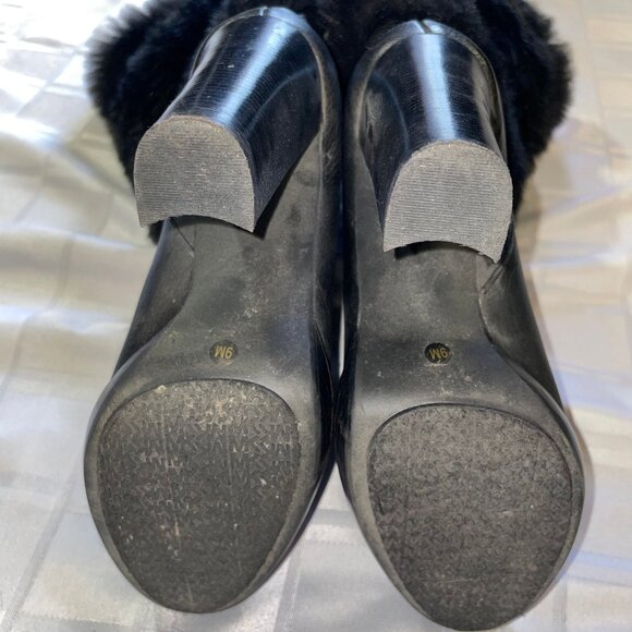 Michael Kors Black Fur-Trimmed Heeled Boots - Picture 10 of 11